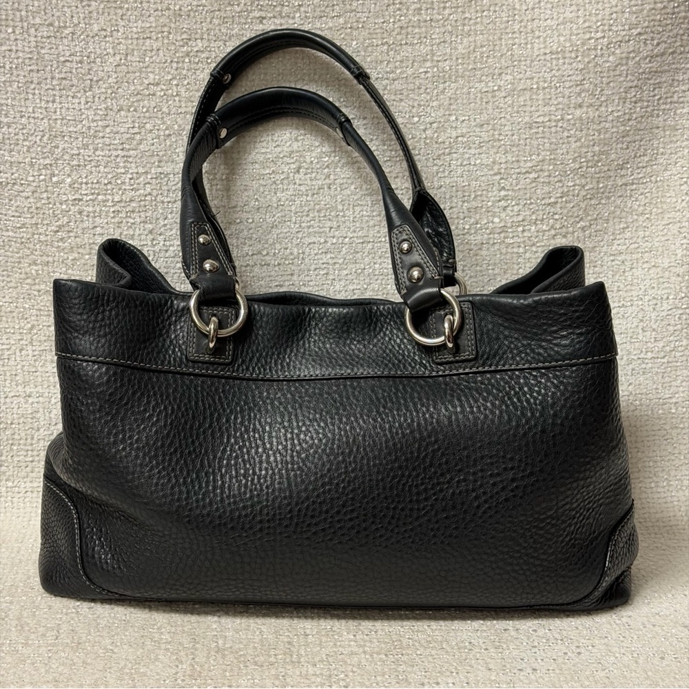 Coach Black Pebbled Leather Tote with Front Zip Pocket - Picture 5 of 9